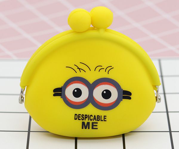 便攜硅膠錢包，卡扣硅膠零錢包，小黃人零錢包